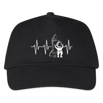 rocketman herzschlag puls rakete Astronaut Symbol - Kinder Basecap - Schwarz - Vorne