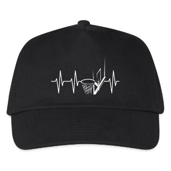 basketball korb puls Herzschlag Streetball Symbol - Kinder Basecap - Schwarz - Vorne
