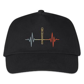 Flöte Herzschlag Retro - Kinder Basecap - Schwarz - Vorne