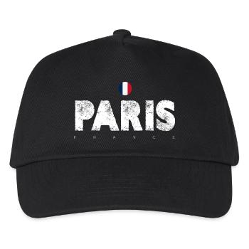 Paris Distressed Glyphs with French Flag - Kids’ Baseball Cap - black - Front
