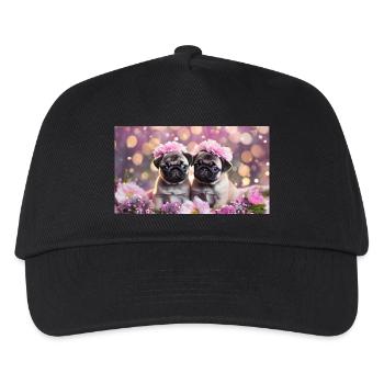 Süße Hundebabys mit Blumenkränzen - Kinder Basecap - Schwarz - Vorne