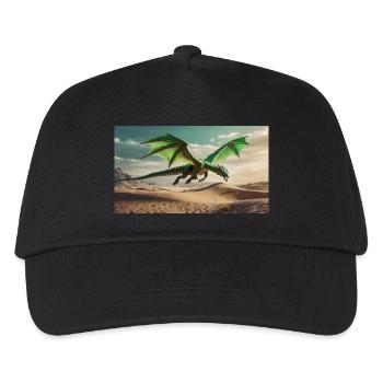 Ein realistischer majestätischer grüner Drache fliegt - Kinder Basecap - Schwarz - Vorne