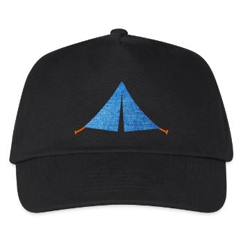 Zelt Jeans Muster Camping Camper zelten Van Life - Kinder Basecap - Schwarz - Vorne