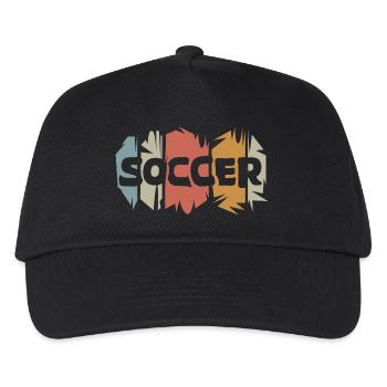 retro soccer typo Fußballverein Mannschaft Logo - Kinder Basecap - Schwarz - Vorne