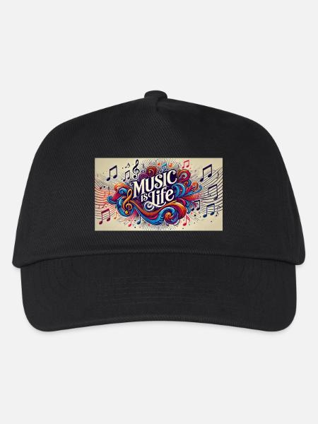 Music is life - Kinder Basecap - Schwarz