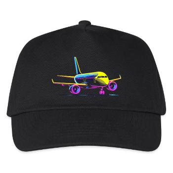 Flugzeug Cartoon Stil - Kinder Basecap - Schwarz - Vorne