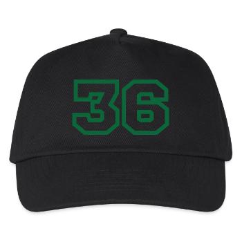 Nummer 36 grüner Sport - Kinder Basecap - Schwarz - Vorne
