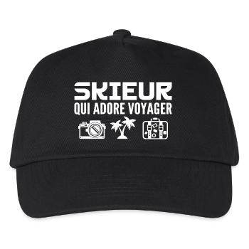 Voyageurs & Skieurs : Passion & Découverte - Casquette de baseball Enfant - noir - Devant