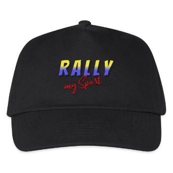 Rally my Sport gelb blau - Kinder Basecap - Schwarz - Vorne