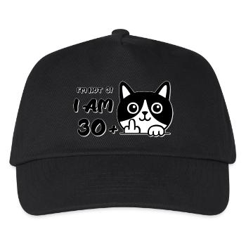 I'm Not 31, I Am 30 Plus 1 Middle Finger Cat Flip - Kids’ Baseball Cap - black - Front