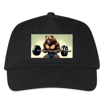 CurlBear – Der Hantel-Champion - Kinder Basecap - Schwarz - Vorne