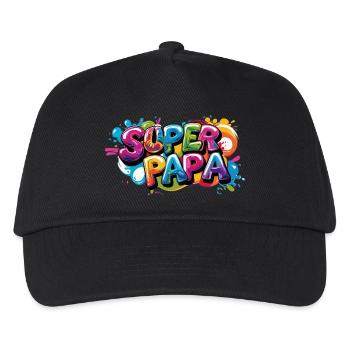 Cooles Superpapa Shirt im Graffiti Style für Väter - Kinder Basecap - Schwarz - Vorne
