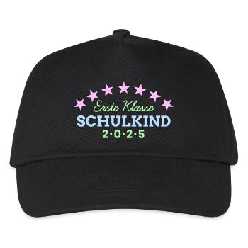 1. Klasse Schulkind 2025 Einschulung Schulbeginn - Kinder Basecap - Schwarz - Vorne