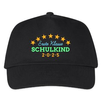 1. Klasse Schulkind 2025 Einschulung Schulbeginn - Kinder Basecap - Schwarz - Vorne