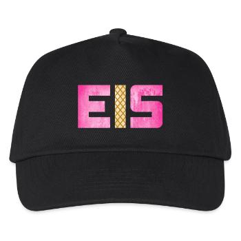Eis Waffel Eisdiele Eiscreme Eiskrem Sommer pink - Kinder Basecap - Schwarz - Vorne