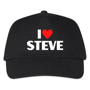 I love Steve Red Heart Romantic Name Fan - Kids’ Baseball Cap - black - Front