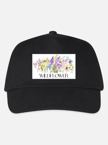 Blumenwiese Aquarell-Design - Kinder Basecap - Schwarz