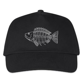 Fischgräte Fisch angeln Geschenk Angler - Kinder Basecap - Schwarz - Vorne