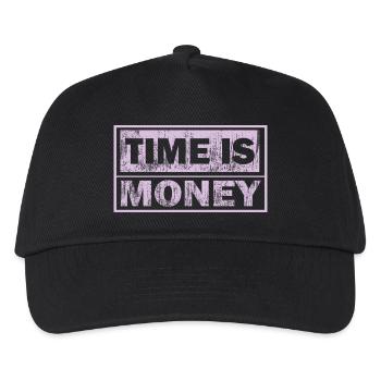 Zeit ist Geld Neon-Panel - Kinder Basecap - Schwarz - Vorne