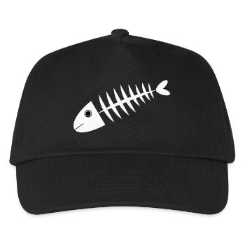 Fisch weiß Fischgräte Geschenk Angler - Kinder Basecap - Schwarz - Vorne