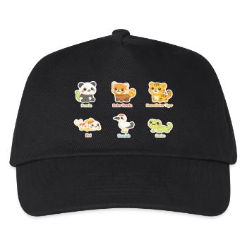 Kuscheltier-Tierfreunde Stickerset - Kinder Basecap - Schwarz - Vorne