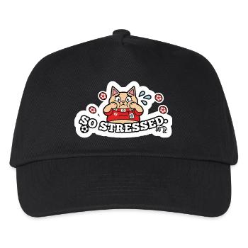 Funny Stressed Football Fan Cat Soccer Sticker Art - Kids’ Baseball Cap - black - Front