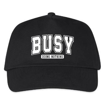 Busy Doing Nothing – Retro Blockschrift - Kinder Basecap - Schwarz - Vorne