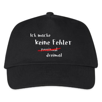 Keine Fehler 2 mal - Kinder Basecap - Schwarz - Vorne