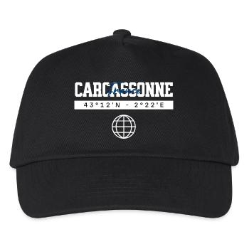 Carca ssone Frankreich Koordinaten Globus - Kinder Basecap - Schwarz - Vorne