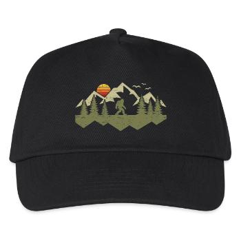 Wald Bigfoot Berge Natur Wandern Outdoor Sasquatch - Kinder Basecap - Schwarz - Vorne