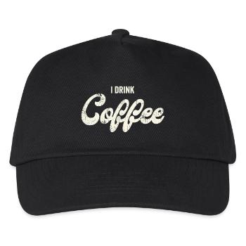 Ich trink Kaffee – Retro Script - Kinder Basecap - Schwarz - Vorne