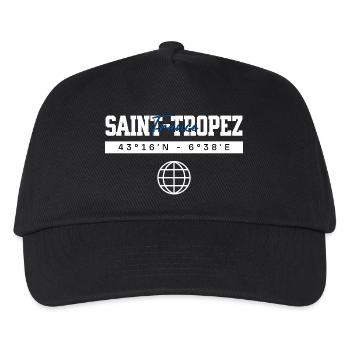 Saint-Tropez Frankreich Koordinaten Reise Souvenir - Kinder Basecap - Schwarz - Vorne