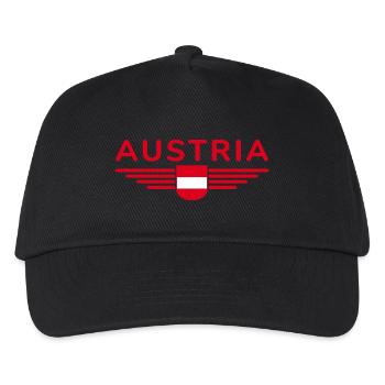 Österreich Fan T Shirt Outfit Design - Kinder Basecap - Schwarz - Vorne