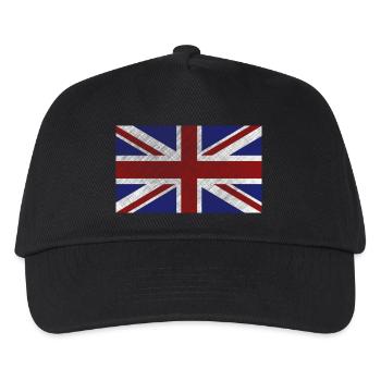 Grunge Union Jack-Flagge - Kinder Basecap - Schwarz - Vorne