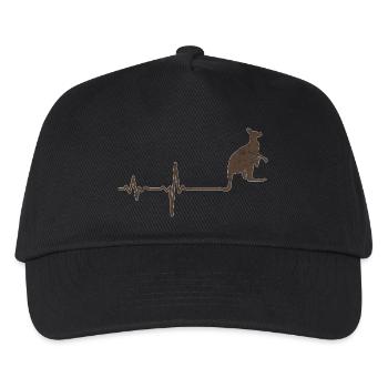 Geschenk Heartbeat Känguru - Kinder Basecap - Schwarz - Vorne