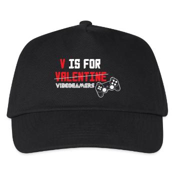 V is for Valentine videogamers .png - Kinder Basecap - Schwarz - Vorne