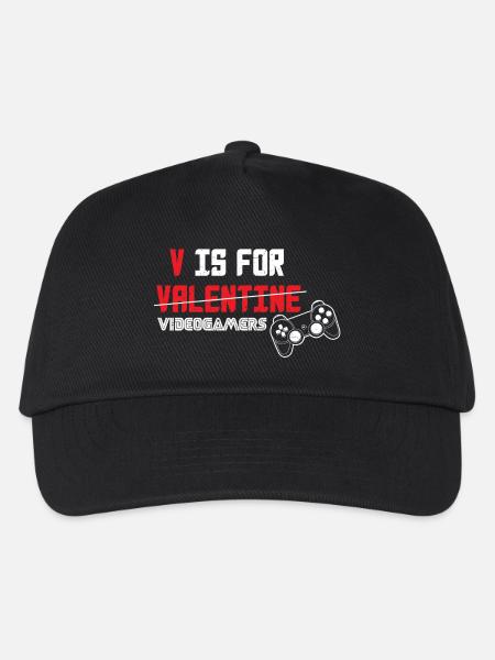 V is for Valentine videogamers - Kids’ Baseball Cap - black
