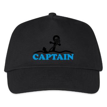Anker unter Wasser Wellen Captain Design - Kinder Basecap - Schwarz - Vorne