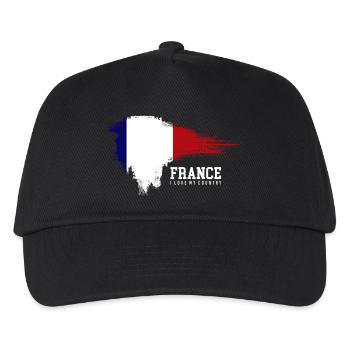 Frankreich Flagge Brush Pride - Kinder Basecap - Schwarz - Vorne