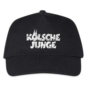 Kölsche Junge (Vintage/Weiß) Jungs aus Köln - Kinder Basecap - Schwarz - Vorne