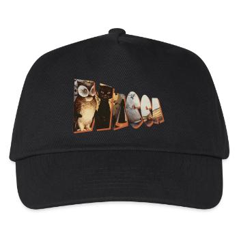 wicca schriftzug eule katze besen - Kinder Basecap - Schwarz - Vorne