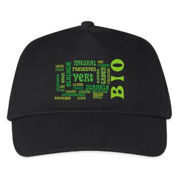 Bio and Ecology: green cloud of keywords - Kids’ Baseball Cap - black - Front