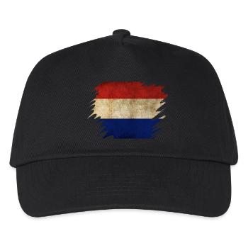 Grunge Holländisches Flaggendesign - Kinder Basecap - Schwarz - Vorne