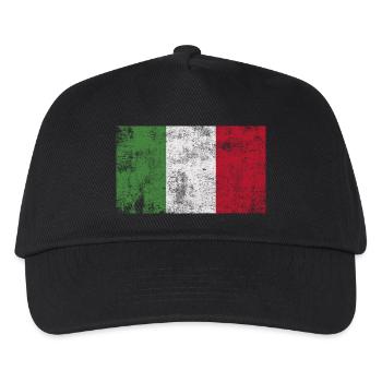 Flagge Italien Fahne Grunge Retro Vintage - Kinder Basecap - Schwarz - Vorne