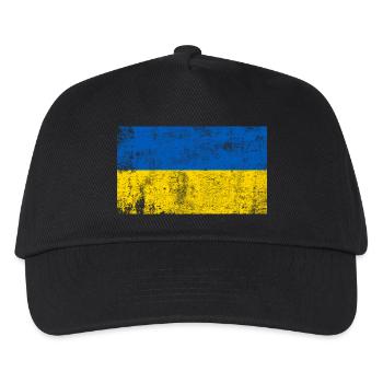 Ukraine Flagge Fahne Grunge Retro Vintage - Kinder Basecap - Schwarz - Vorne