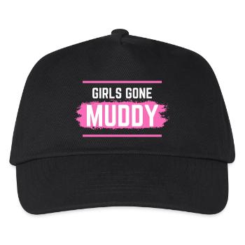 Muddy run shirt mud Matsch Lauf girl Team obstacle - Kinder Basecap - Schwarz - Vorne