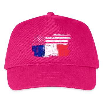 Pinsel Flagge Fusion Sterne und Trikolore - Kinder Basecap - Fuchsia - Vorne