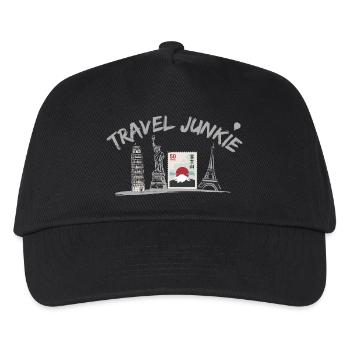 Travel Junkie - Travel Lovers - Kinder Basecap - Schwarz - Vorne