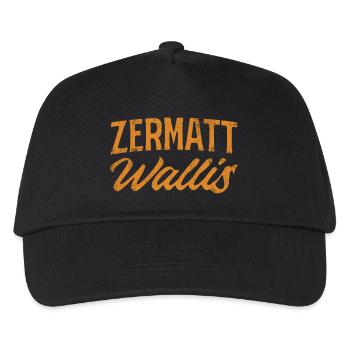 Zermatt Wallis Schriftzug im Vintage-Stil - Kinder Basecap - Schwarz - Vorne