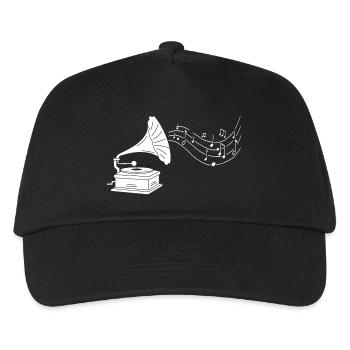 White gramophone and music - Kids’ Baseball Cap - black - Front